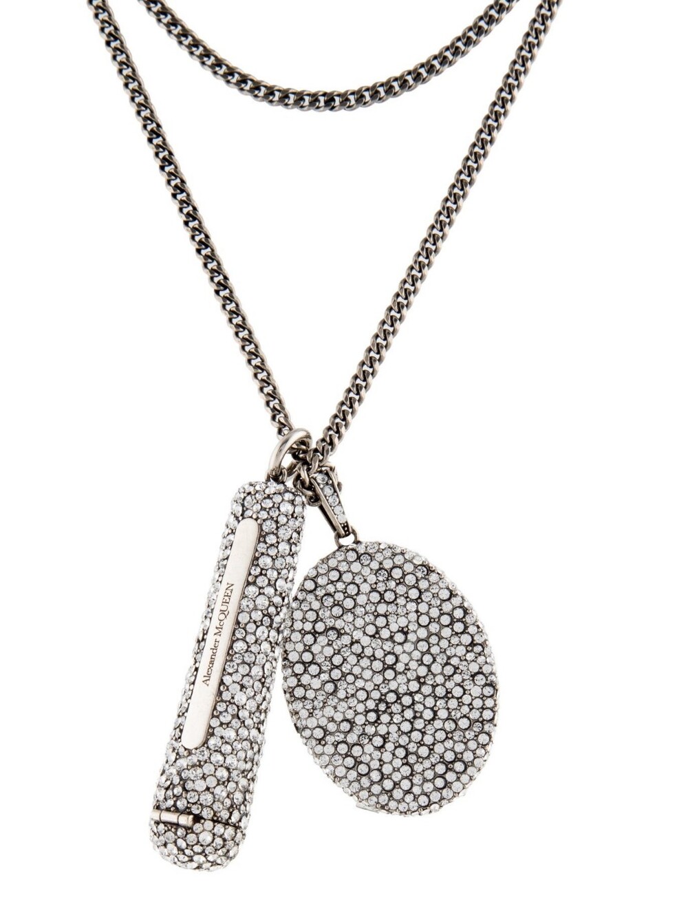 Alexander McQueen Crystal Chain Locket Mirror Pendant Storage Necklace Swarovski